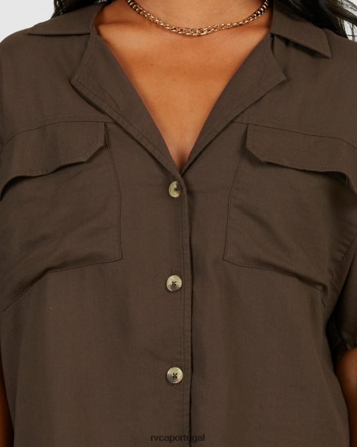 roupas RVCA mulheres camiseta com cafeína café N00F2H1343