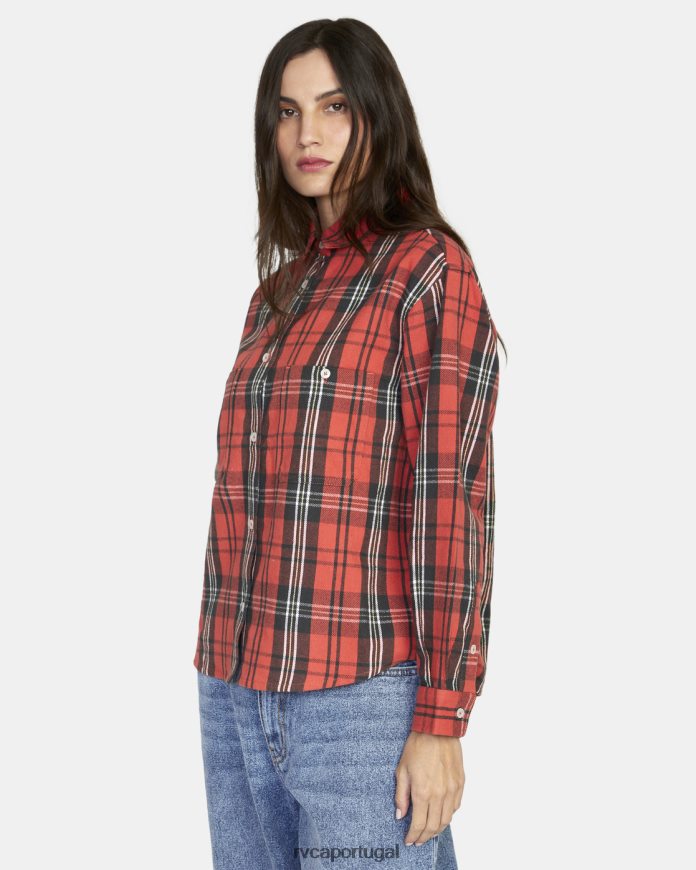roupas RVCA mulheres famosa camisa de flanela manga longa crisântemo N00F2H1578