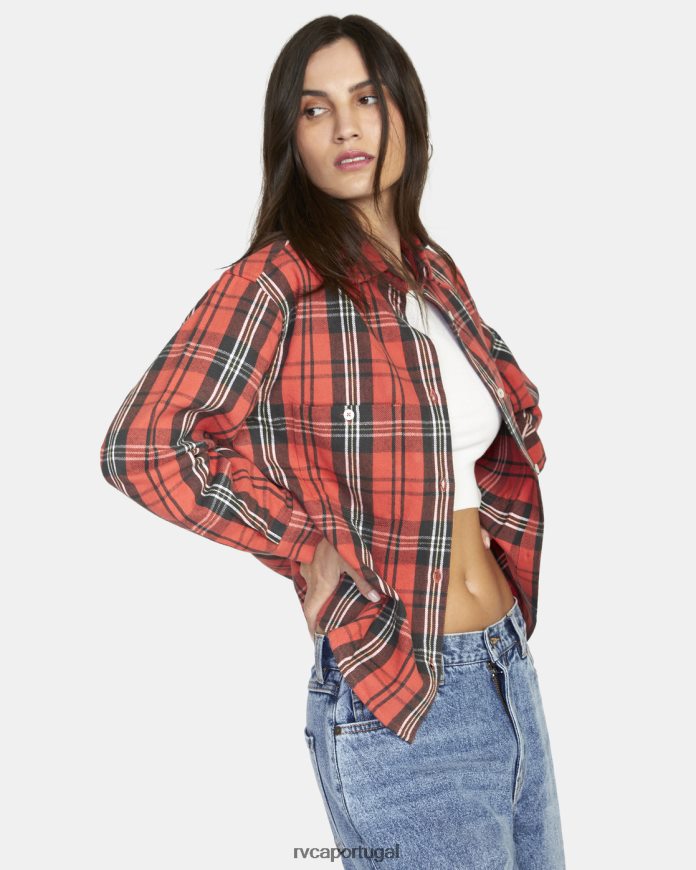 roupas RVCA mulheres famosa camisa de flanela manga longa crisântemo N00F2H1578