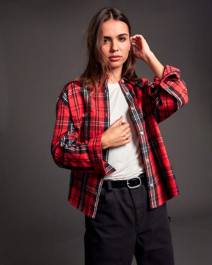 roupas RVCA mulheres famosa camisa de flanela manga longa crisântemo N00F2H1578