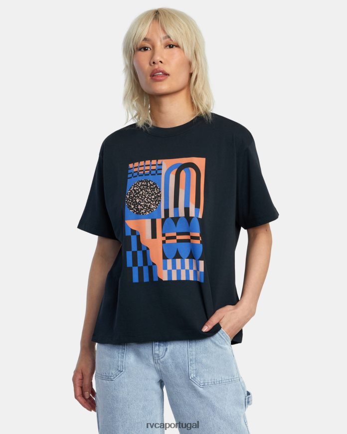 roupas RVCA mulheres Jesse Brown dá forma à camiseta para qualquer dia preto N00F2H994