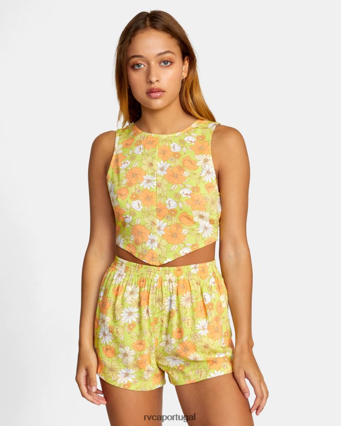 roupas RVCA mulheres blusa cropped pamela Limonada de lima N00F2H1446