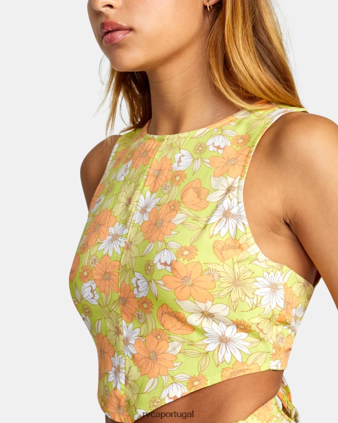 roupas RVCA mulheres blusa cropped pamela Limonada de lima N00F2H1446