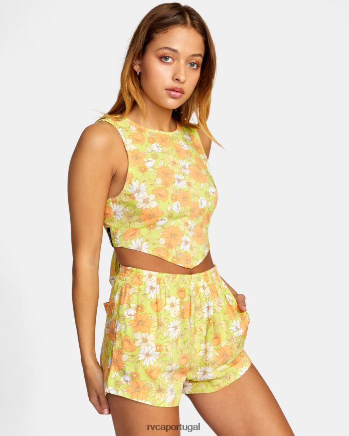 roupas RVCA mulheres blusa cropped pamela Limonada de lima N00F2H1446