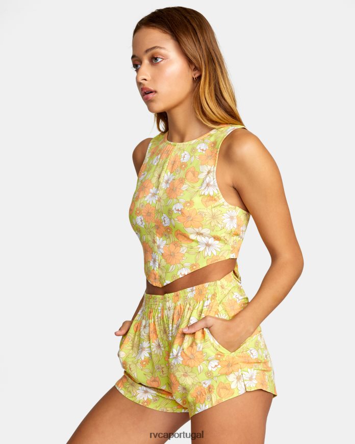roupas RVCA mulheres blusa cropped pamela Limonada de lima N00F2H1446