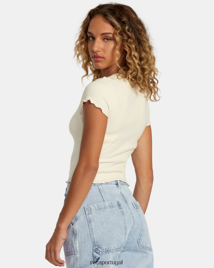 roupas RVCA mulheres camiseta brilhante creme N00F2H1243
