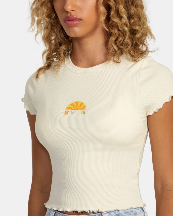 roupas RVCA mulheres camiseta brilhante creme N00F2H1243