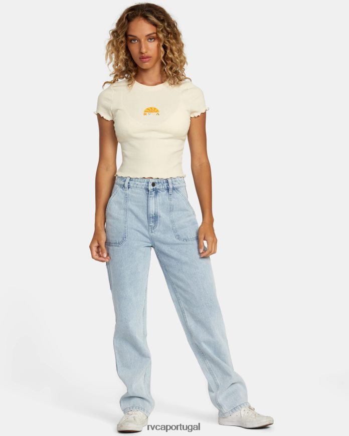 roupas RVCA mulheres camiseta brilhante creme N00F2H1243