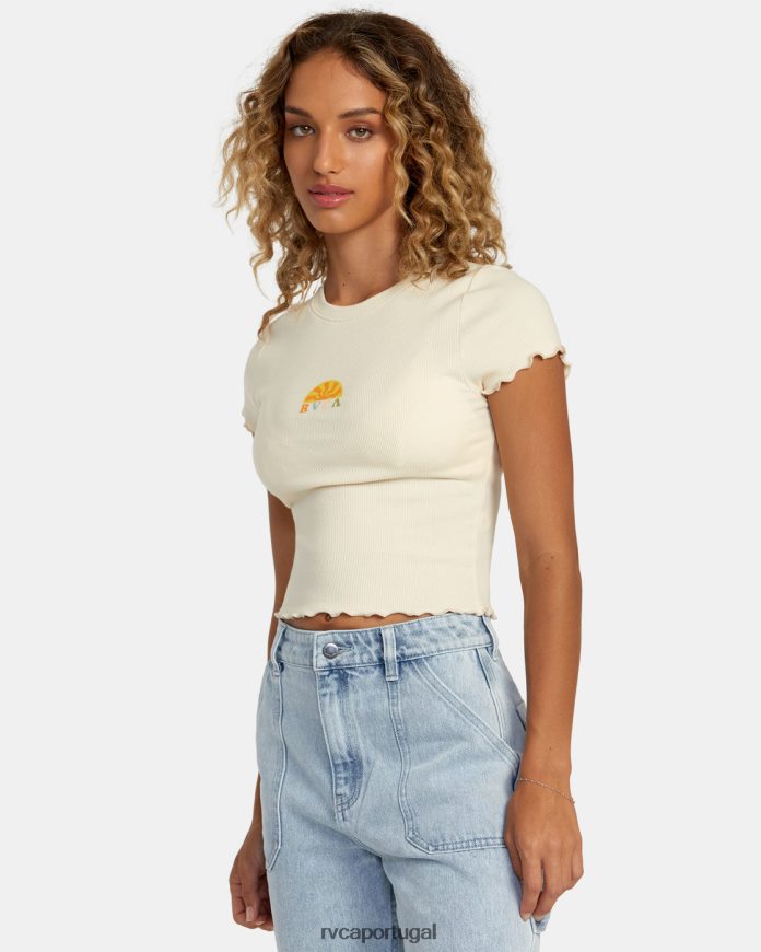roupas RVCA mulheres camiseta brilhante creme N00F2H1243