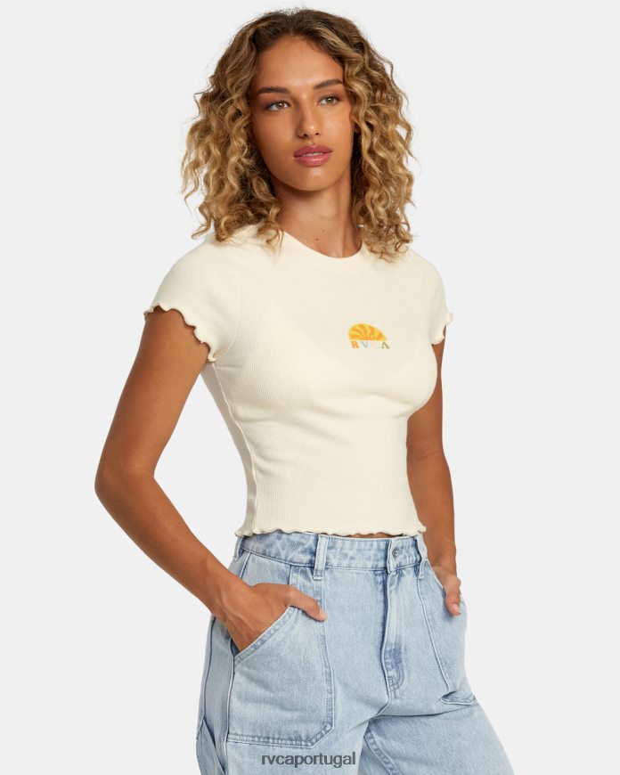 roupas RVCA mulheres camiseta brilhante creme N00F2H1243