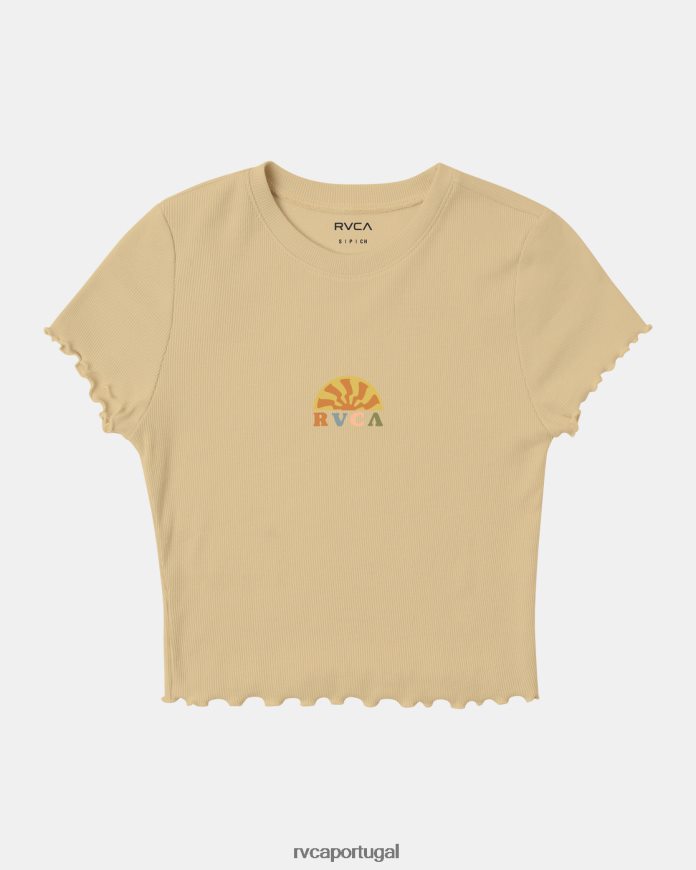 roupas RVCA mulheres camiseta brilhante creme N00F2H1243