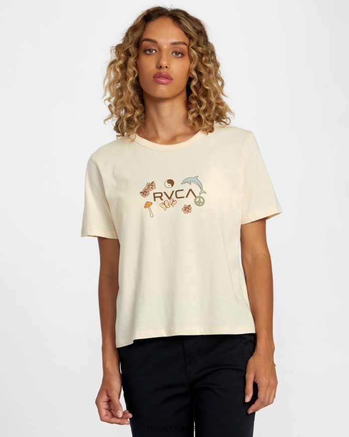 roupas RVCA mulheres camiseta círculo da vida creme N00F2H1137
