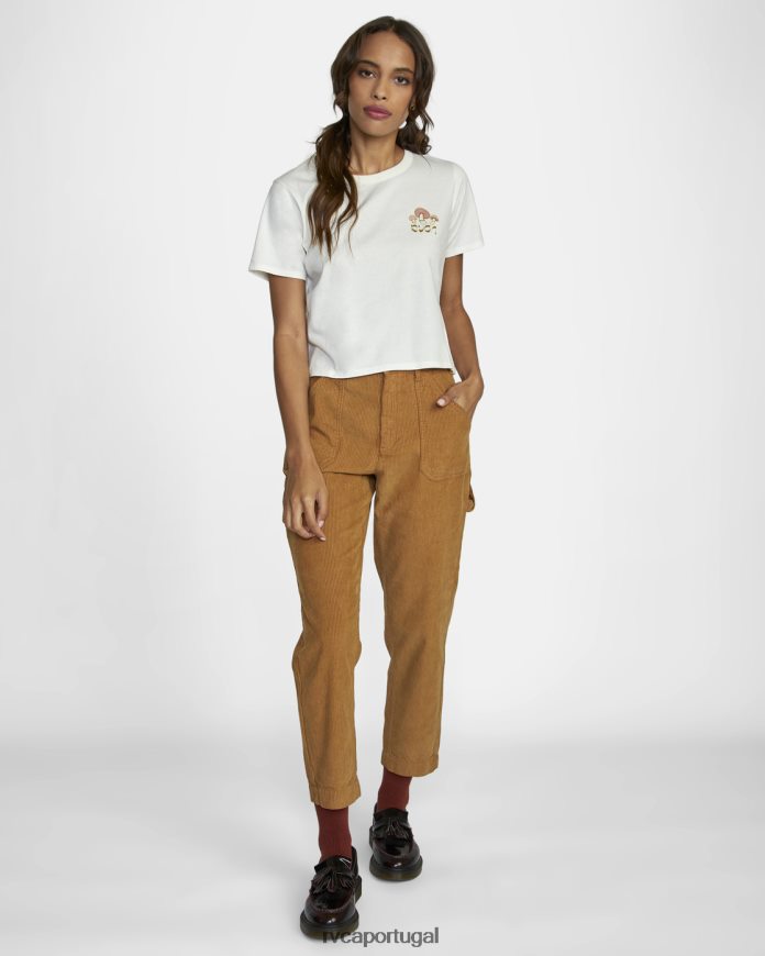roupas RVCA mulheres camiseta com caixa de fungos branco vintage N00F2H1632
