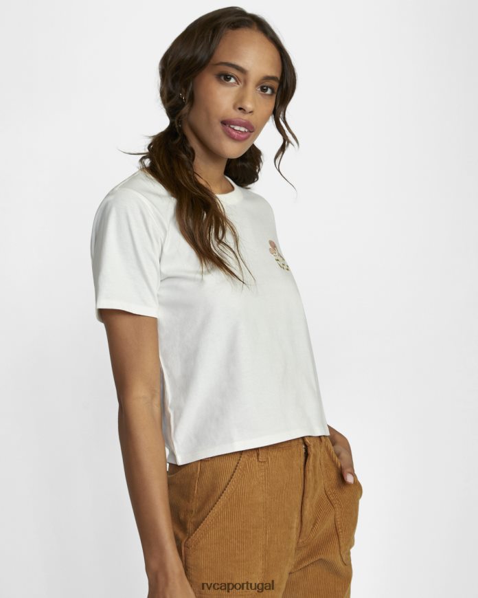 roupas RVCA mulheres camiseta com caixa de fungos branco vintage N00F2H1632