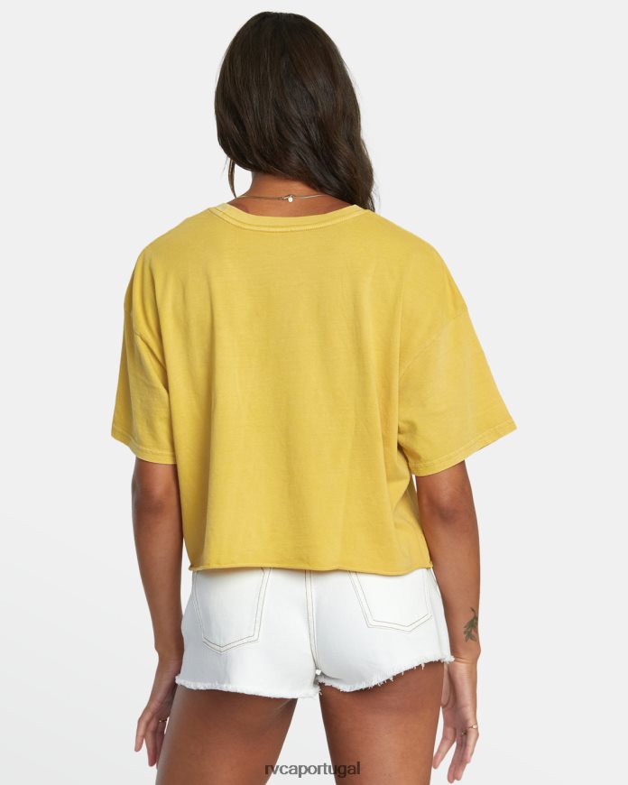 roupas RVCA mulheres camiseta de bolso ptc ouro antigo N00F2H1093