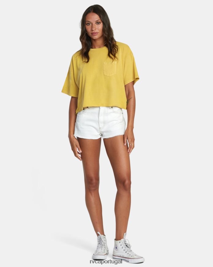 roupas RVCA mulheres camiseta de bolso ptc ouro antigo N00F2H1093
