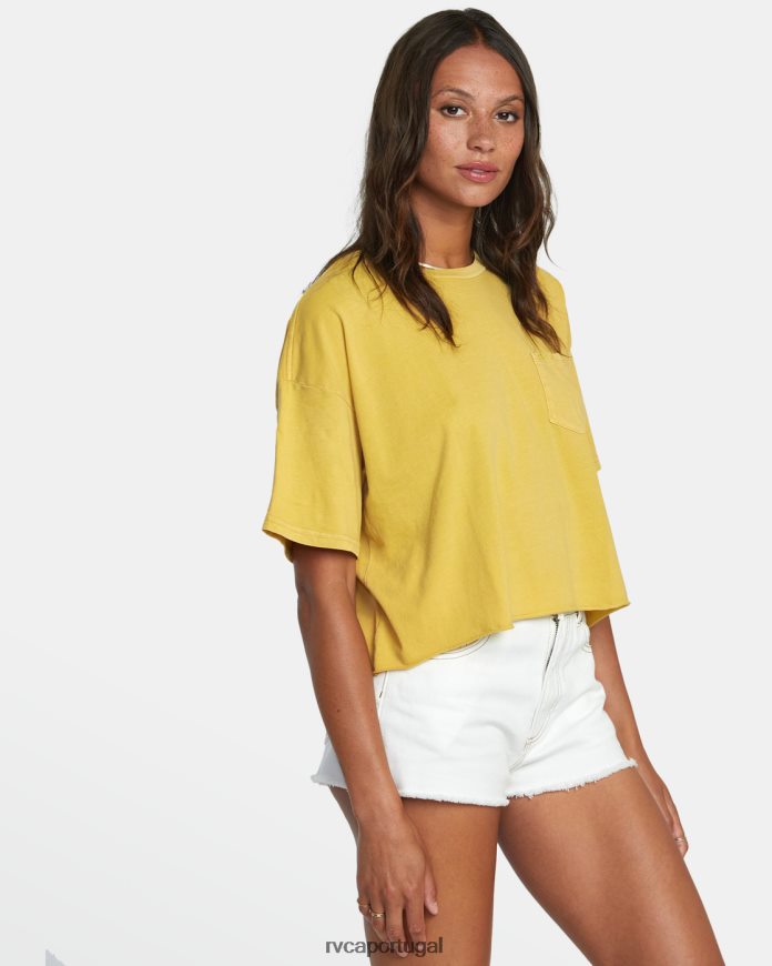 roupas RVCA mulheres camiseta de bolso ptc ouro antigo N00F2H1093