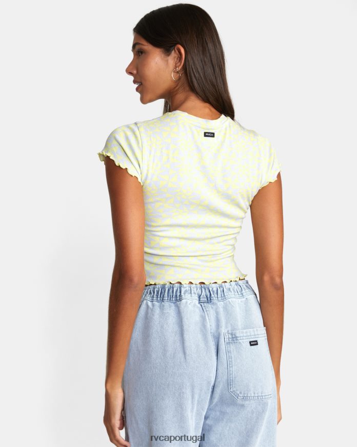 roupas RVCA mulheres camiseta de colega de classe amarelo limão N00F2H1556