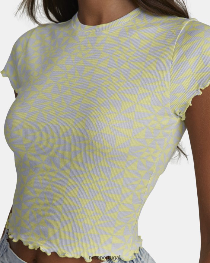 roupas RVCA mulheres camiseta de colega de classe amarelo limão N00F2H1556