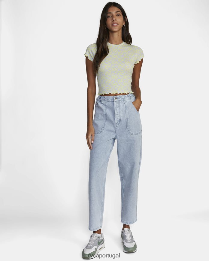 roupas RVCA mulheres camiseta de colega de classe amarelo limão N00F2H1556