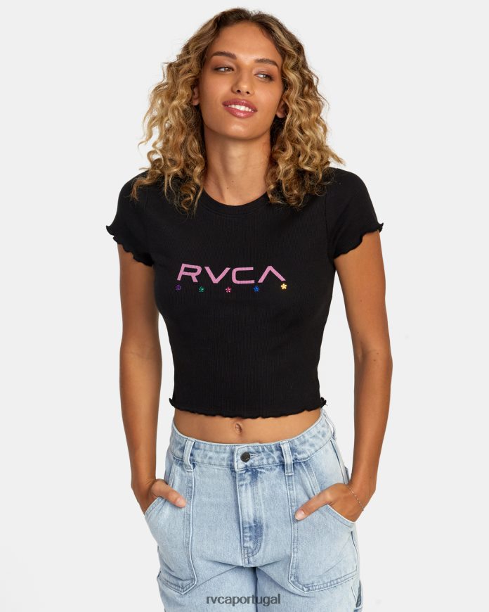 roupas RVCA mulheres camiseta de equilíbrio preto N00F2H1111