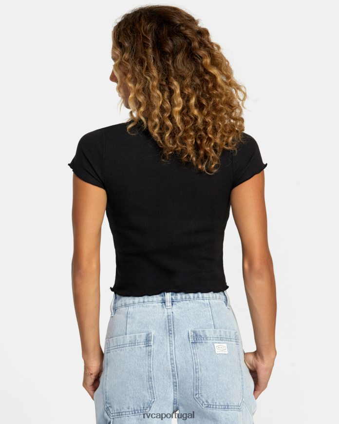 roupas RVCA mulheres camiseta de equilíbrio preto N00F2H1111
