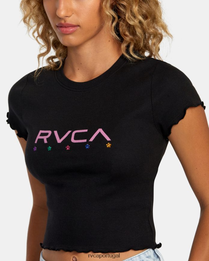 roupas RVCA mulheres camiseta de equilíbrio preto N00F2H1111