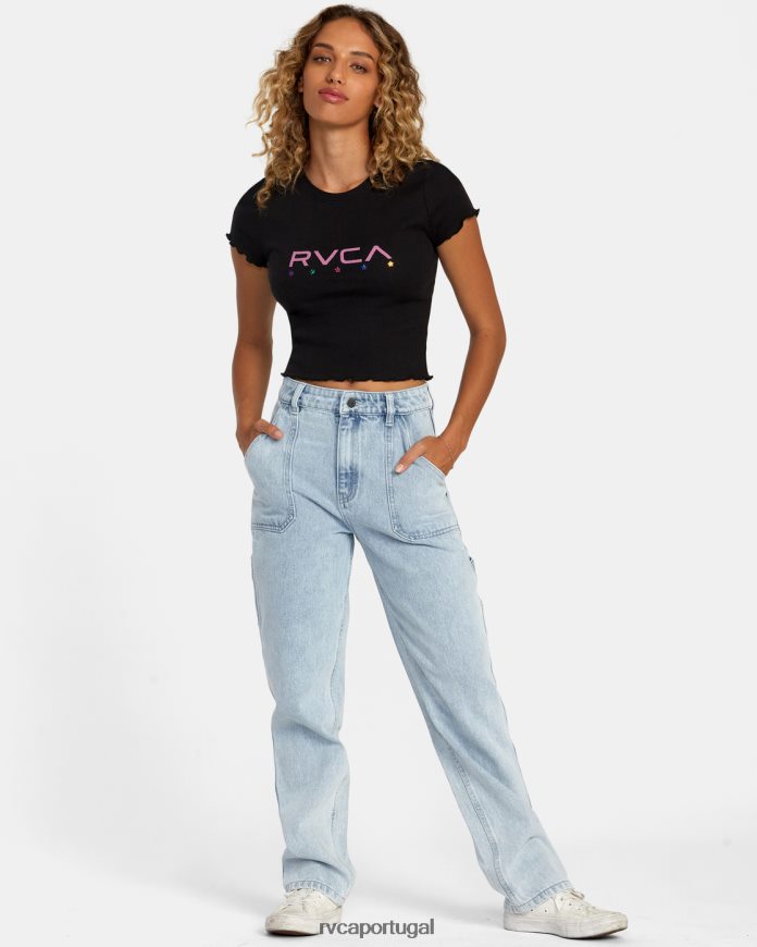 roupas RVCA mulheres camiseta de equilíbrio preto N00F2H1111