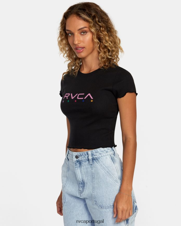 roupas RVCA mulheres camiseta de equilíbrio preto N00F2H1111