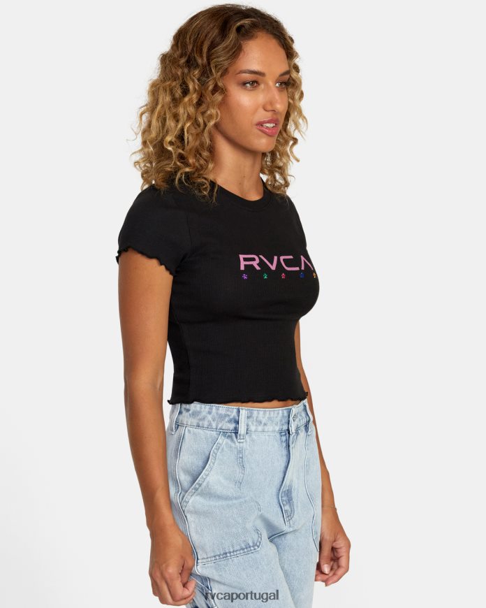 roupas RVCA mulheres camiseta de equilíbrio preto N00F2H1111