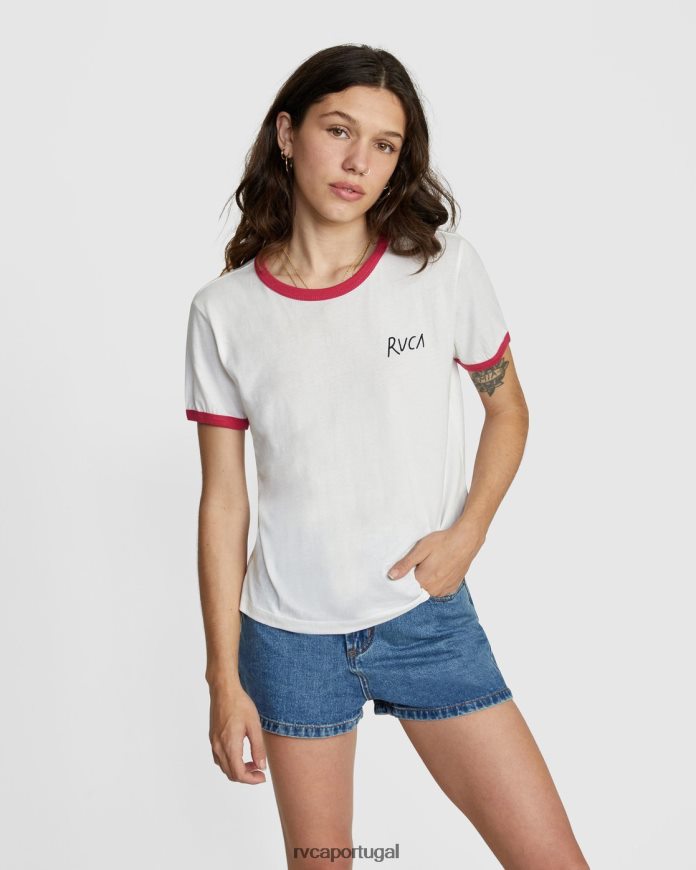 roupas RVCA mulheres camiseta de manga curta com rabisco branco N00F2H1325