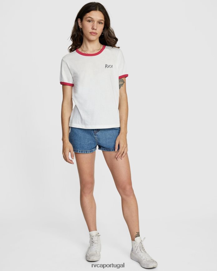roupas RVCA mulheres camiseta de manga curta com rabisco branco N00F2H1325