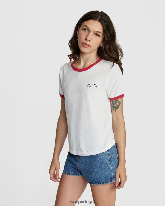 roupas RVCA mulheres camiseta de manga curta com rabisco branco N00F2H1325