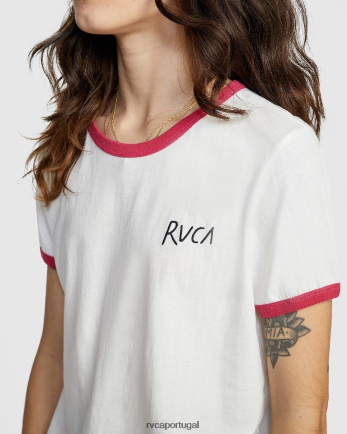 roupas RVCA mulheres camiseta de manga curta com rabisco branco N00F2H1325