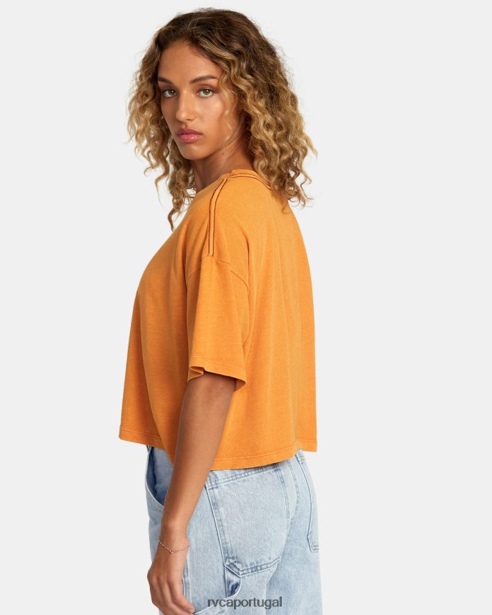 roupas RVCA mulheres camiseta eclipse solar tangerina N00F2H1173