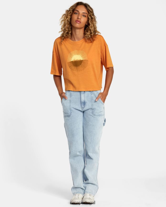 roupas RVCA mulheres camiseta eclipse solar tangerina N00F2H1173