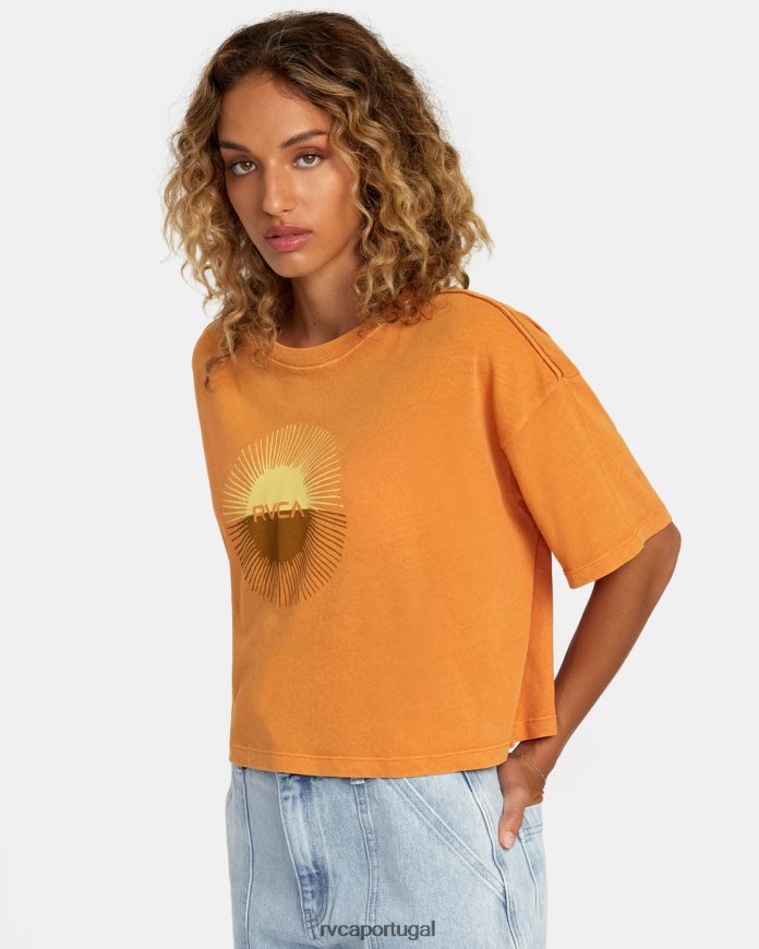 roupas RVCA mulheres camiseta eclipse solar tangerina N00F2H1173