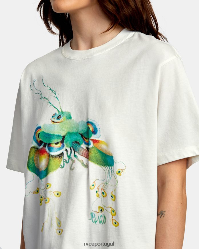 roupas RVCA mulheres camiseta fly guy a qualquer dia branco vintage N00F2H1336