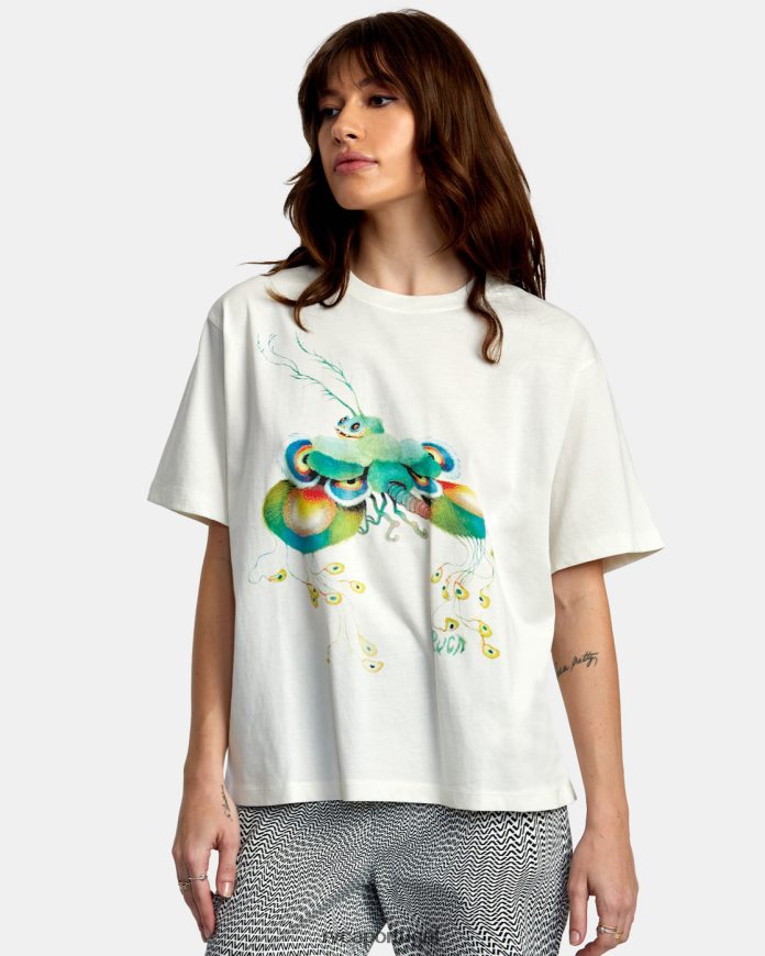 roupas RVCA mulheres camiseta fly guy a qualquer dia branco vintage N00F2H1336