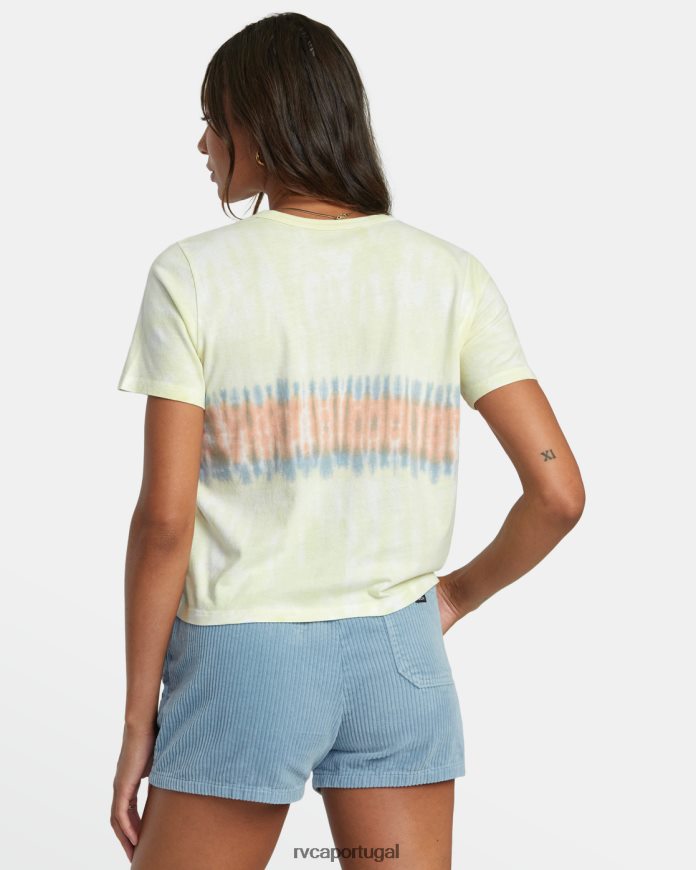 roupas RVCA mulheres camiseta grande com listras tie-dye limão N00F2H996