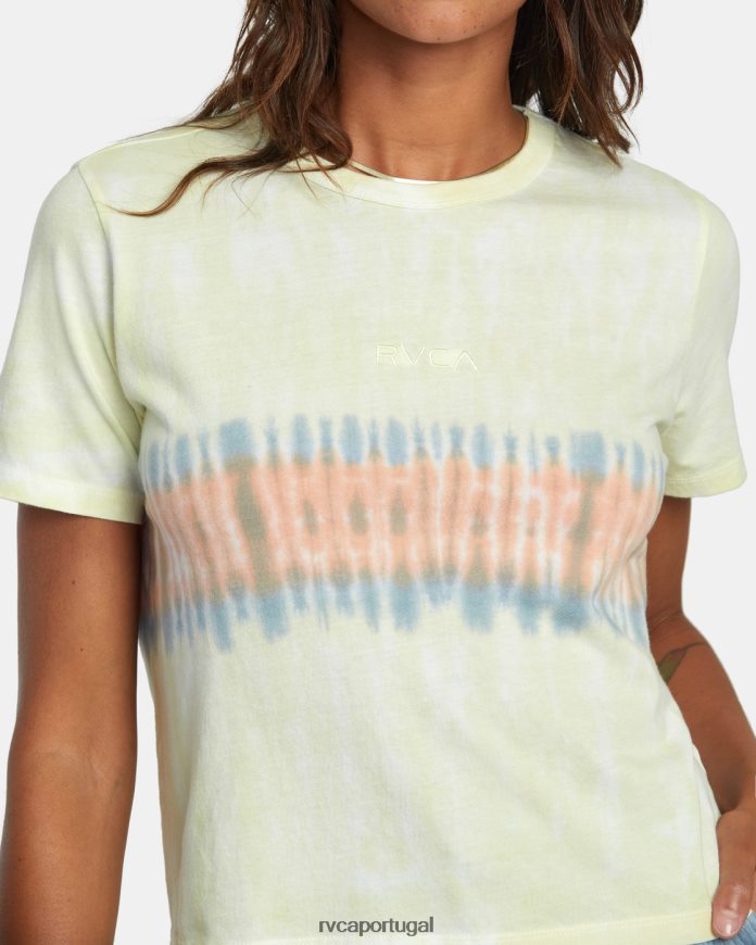 roupas RVCA mulheres camiseta grande com listras tie-dye limão N00F2H996