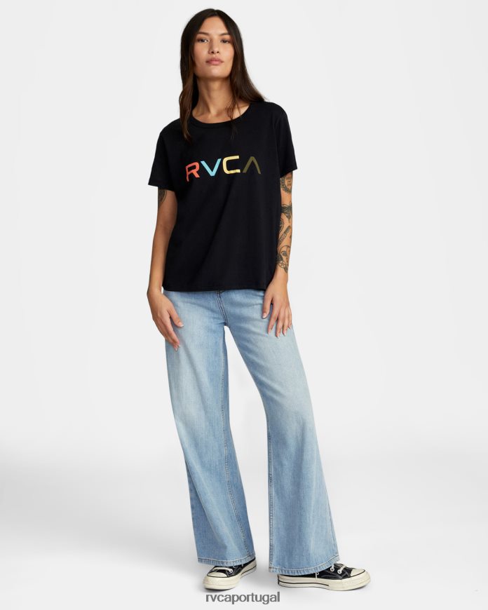 roupas RVCA mulheres camiseta grande preto N00F2H910