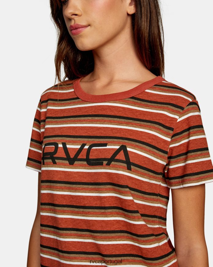 roupas RVCA mulheres camiseta grande vermelho empoeirado N00F2H946