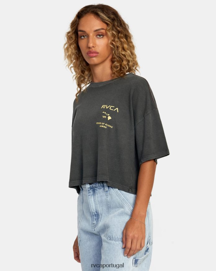 roupas RVCA mulheres camiseta havaí estado de aloha pirata preto N00F2H184