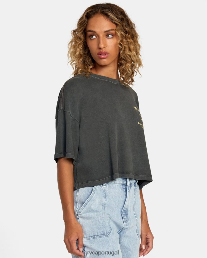 roupas RVCA mulheres camiseta havaí estado de aloha pirata preto N00F2H184