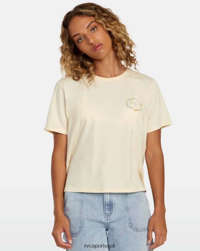 roupas RVCA mulheres camiseta hexagonal havaí creme N00F2H172