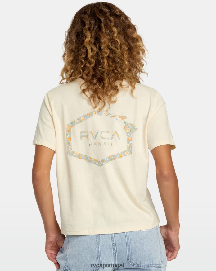 roupas RVCA mulheres camiseta hexagonal havaí creme N00F2H172