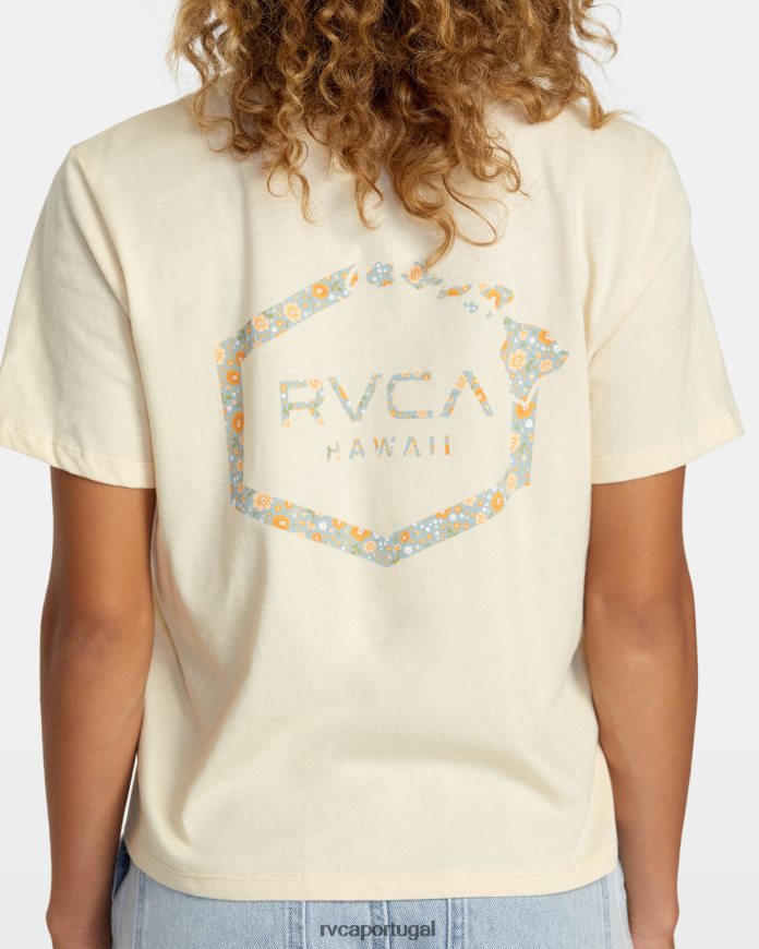 roupas RVCA mulheres camiseta hexagonal havaí creme N00F2H172