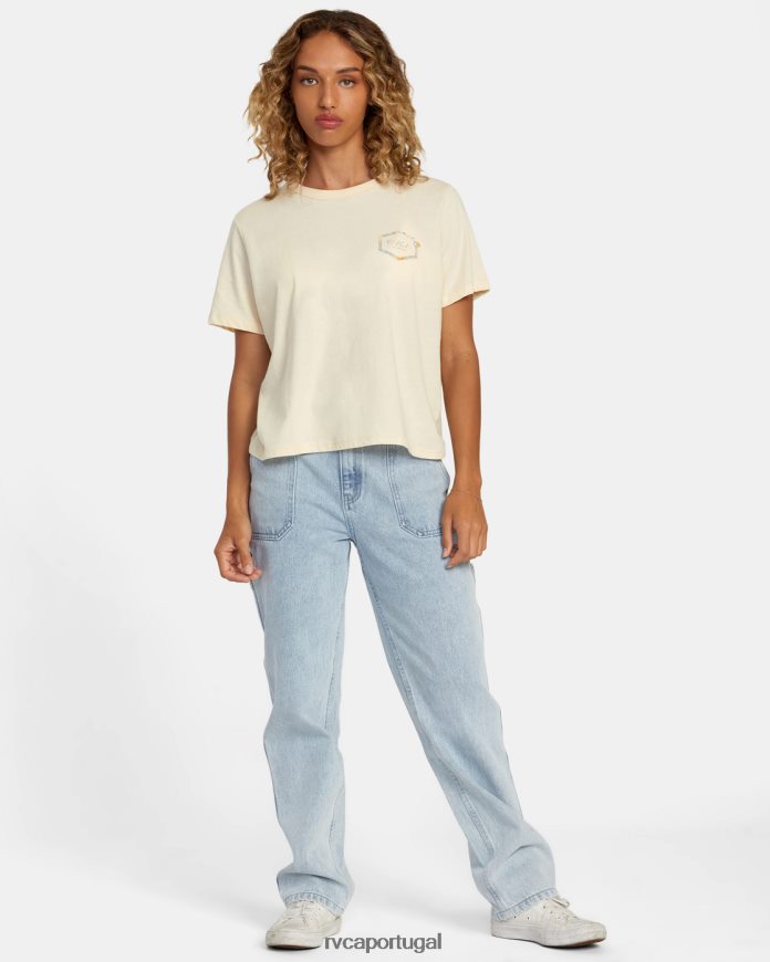 roupas RVCA mulheres camiseta hexagonal havaí creme N00F2H172