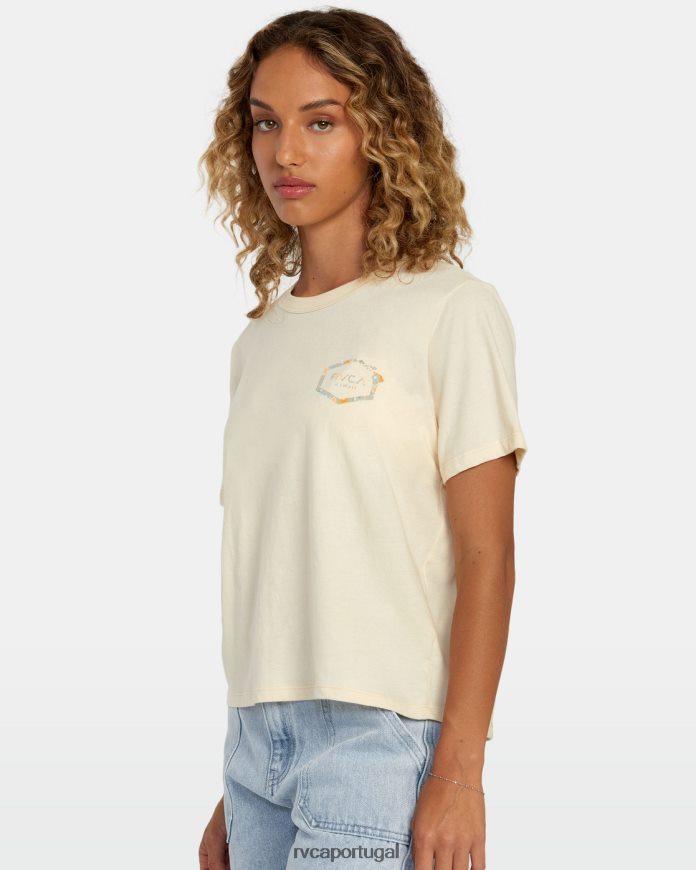 roupas RVCA mulheres camiseta hexagonal havaí creme N00F2H172